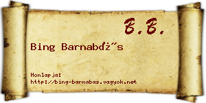 Bing Barnabás névjegykártya